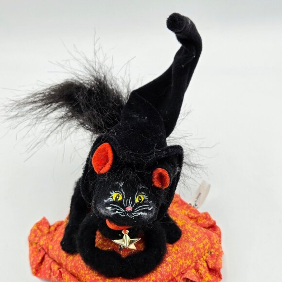 Annalee 2009 Moonlight Witch Cat On Pillow Halloween Black Orange Kitten Doll - Picture 4 of 14